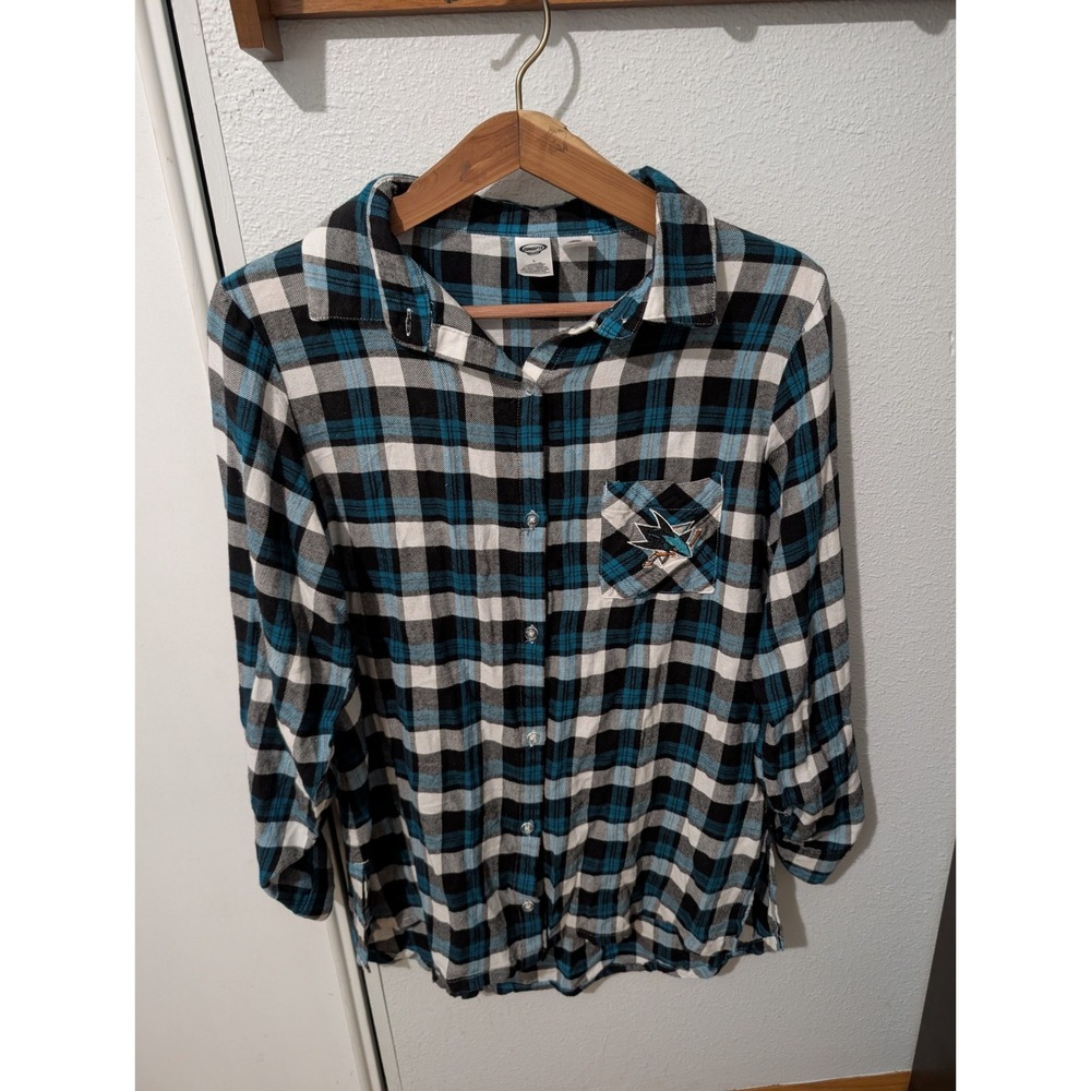 Concept Sports NHL San Jose Sharks Breakout‎ Women's Flannel Shirt Size L